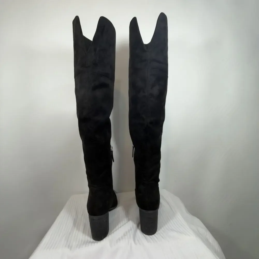 B.P. Nordstrom Black Luke Stretch Over Knee Boots Block Heel Pull On Size 9